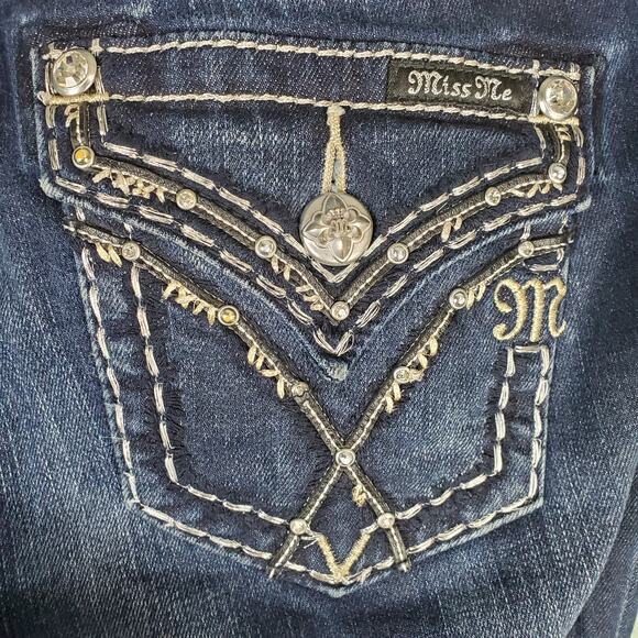 Miss Me Mid Rise Skinny Embellished Back Flap Pockets Jeans Size 27 - Picture 7 of 10